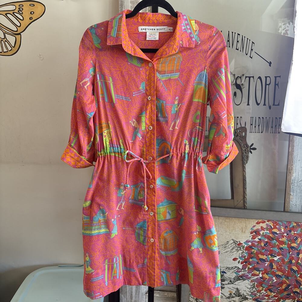 Gretchen Scott Palanquin Party Cotton Pulley Dress Size Small